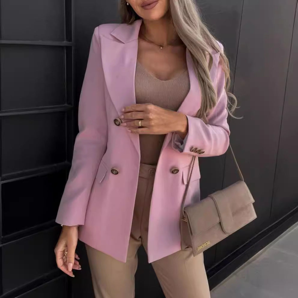Damen Eleganter taillierter Blazer mit doppelter Knopfleiste und vielseitigem Schnitt R&B