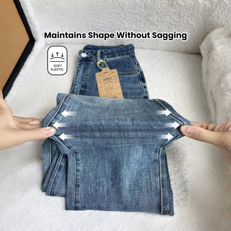 Damen Weit geschnittene Jeans mit hohem Bund und klassischem Denim-Look R&B