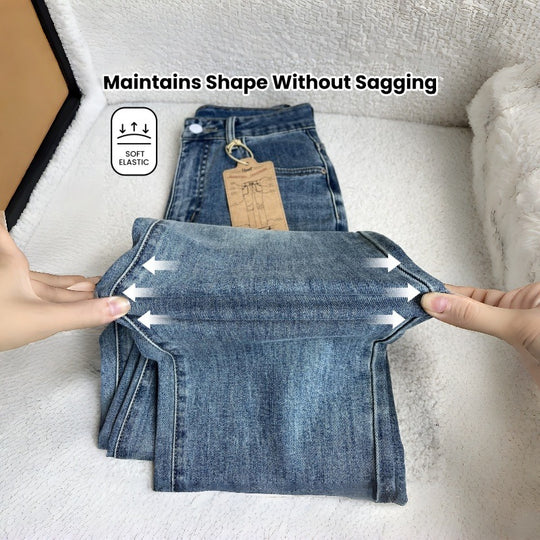 Damen Weit geschnittene Jeans mit hohem Bund und klassischem Denim-Look R&B