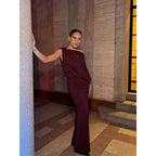 Damen Elegantes Abendkleid mit asymmetrischem Schnitt und gerafften Details R&B