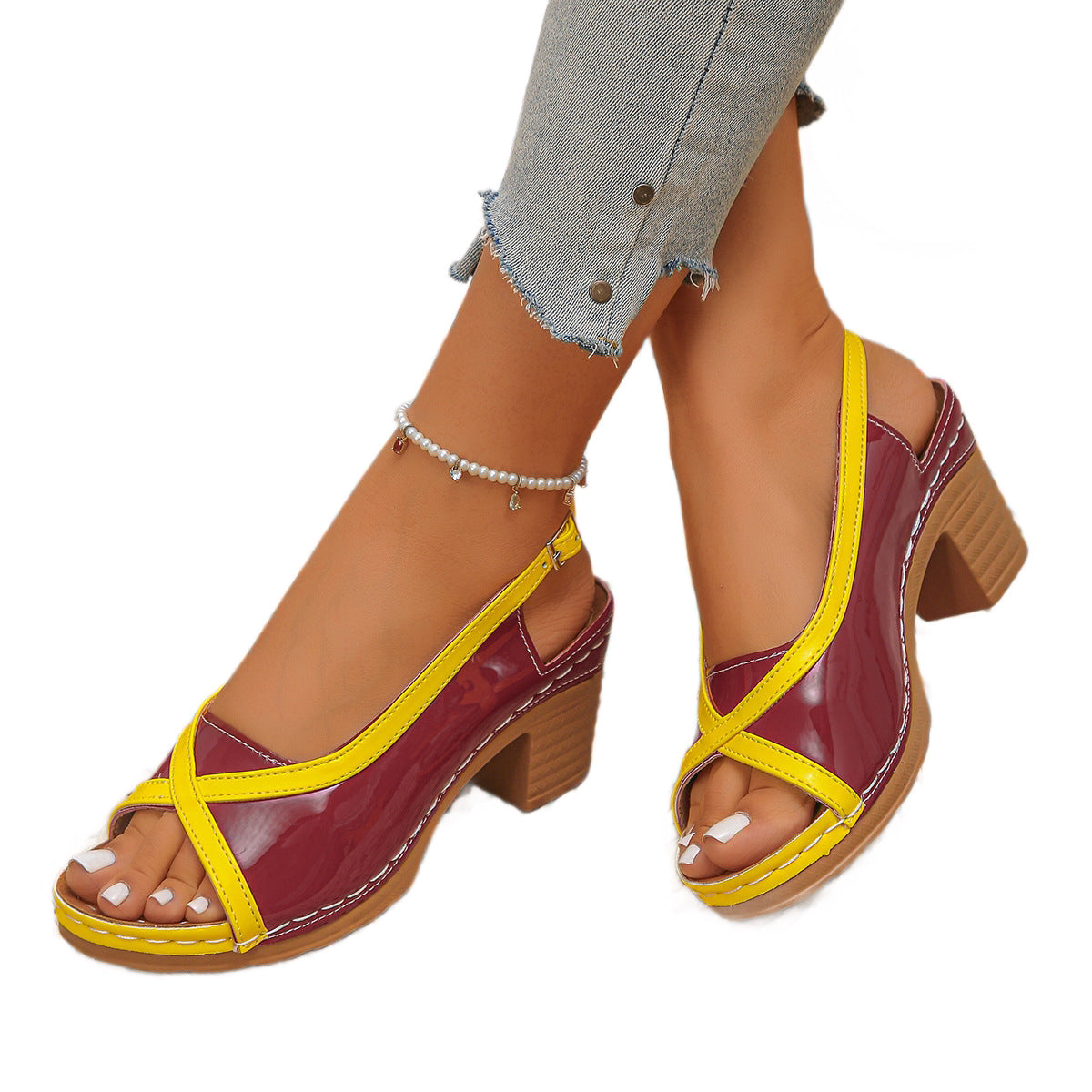 Damen Slingback-Pumps mit modischem Faltendesign und komfortablem Blockabsatz R&B