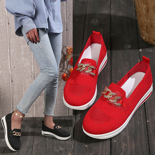 Damen sportliche Slip-On Sneakers mit glamourösem Ketten-Detail R&B
