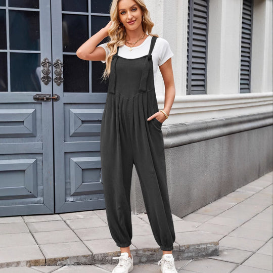 Damen Lässiger Jumpsuit mit praktischen Taschen R&B