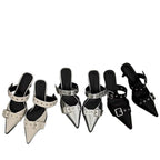 Damen spitze Mules mit dekorativen Schnallen R&B