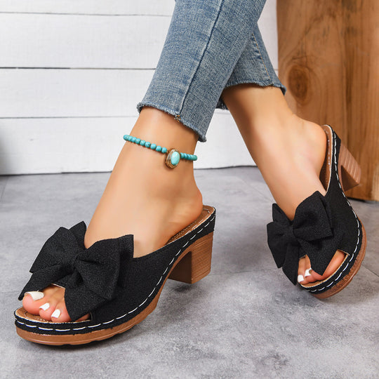 Damen Slingback-Pantoletten mit modischem Schleifen-Akzent und rutschfester Sohle R&B