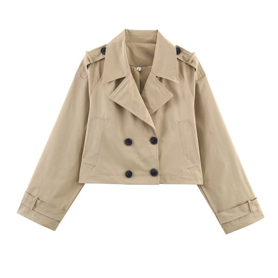 Damen modische cropped Trenchjacke R&B