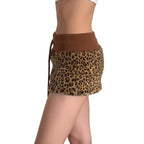 Damen eleganter Minirock aus fellartigem Material mit Modellknopf und Taillenband R&B