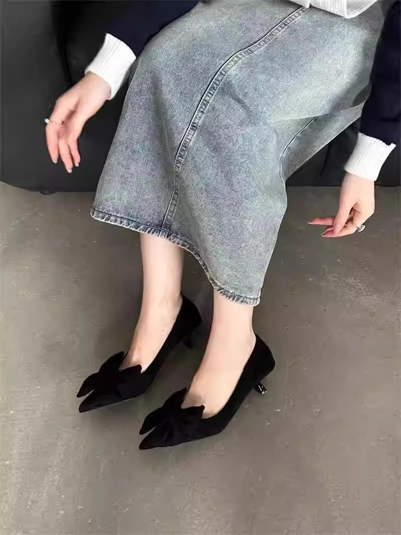 Damen elegante Pumps mit verspielten Schleifenverzierungen R&B