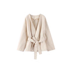 Damen Modejacke mit Taillengürtel und weitem Schnitt R&B