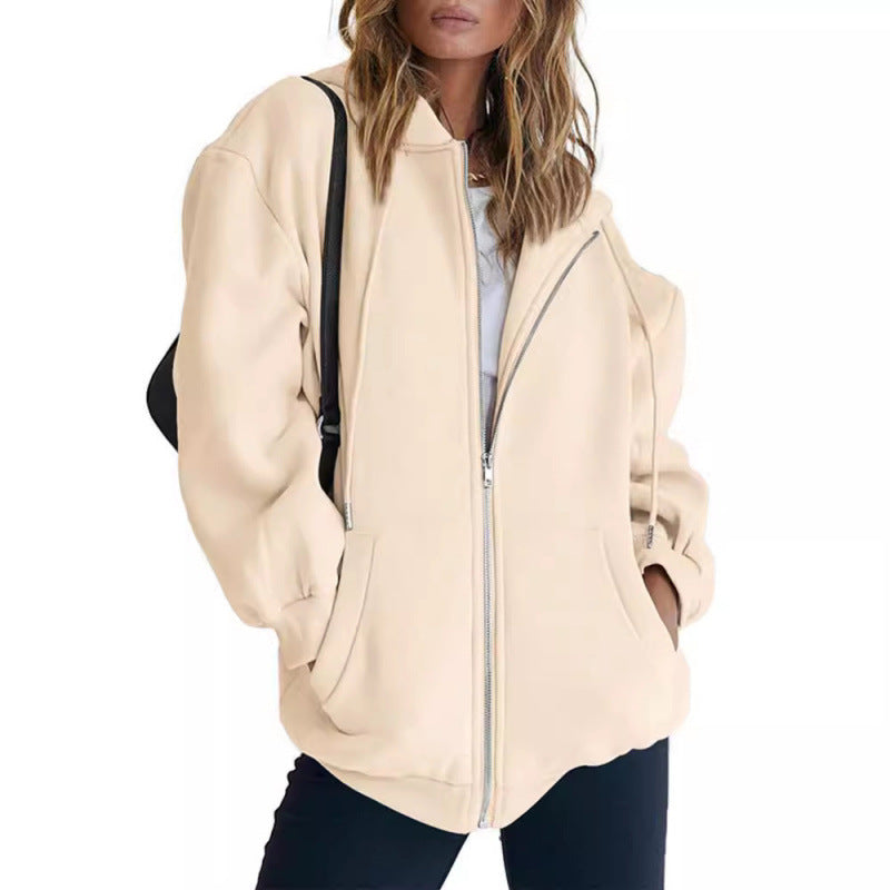Damen Oversize Hoodiejacke mit hohen Kragen R&B