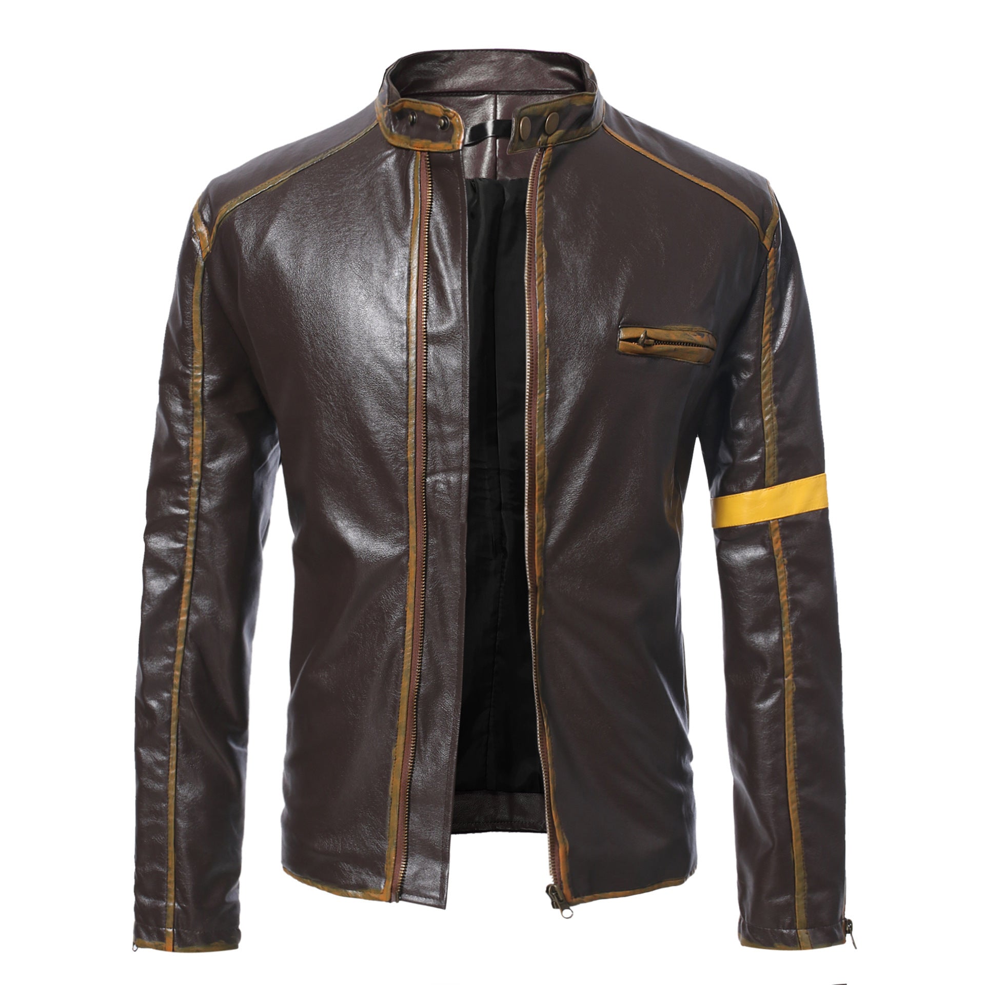 Herren Lederjacke mit Stehkragen