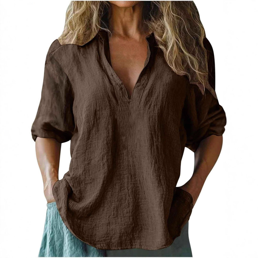 Damen lässige Leinenbluse R&B