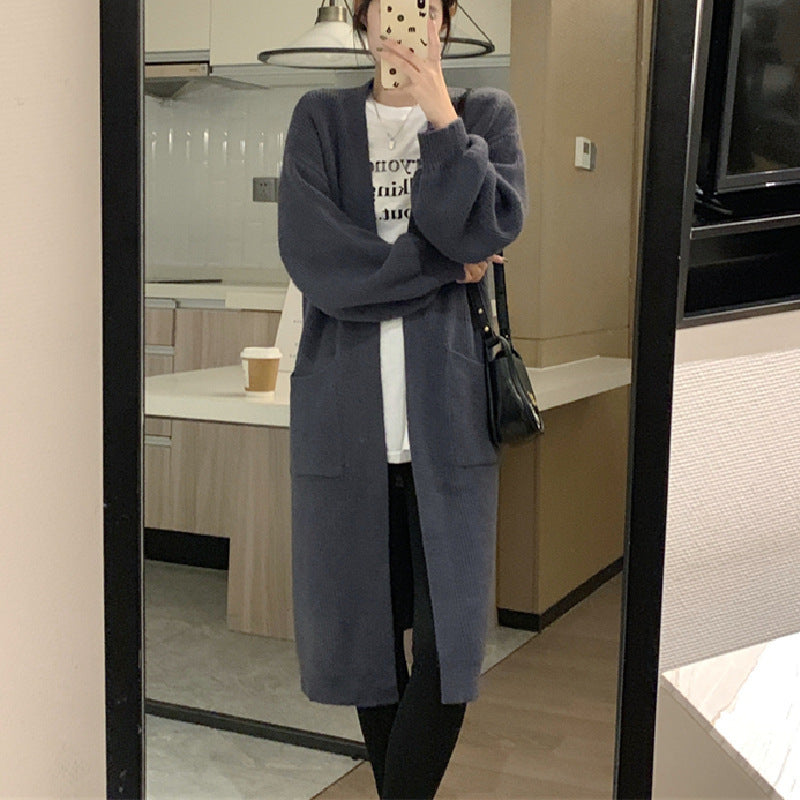 Damen Langer Strickcardigan mit praktischen Taschen und eleganter Silhouette R&B