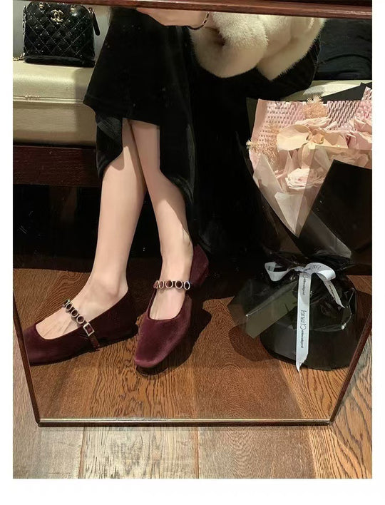 Damen Ballerinas mit elegantem Riemendesign und modischem Schmuck R&B