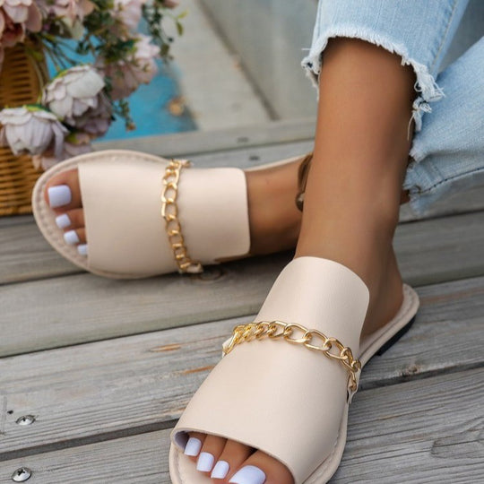 Damen modische Riemensandalen mit Kettendekor R&B