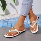 Damen Elegante Flip-Flops mit modischem Riemendesign und funkelndem Akzent R&B