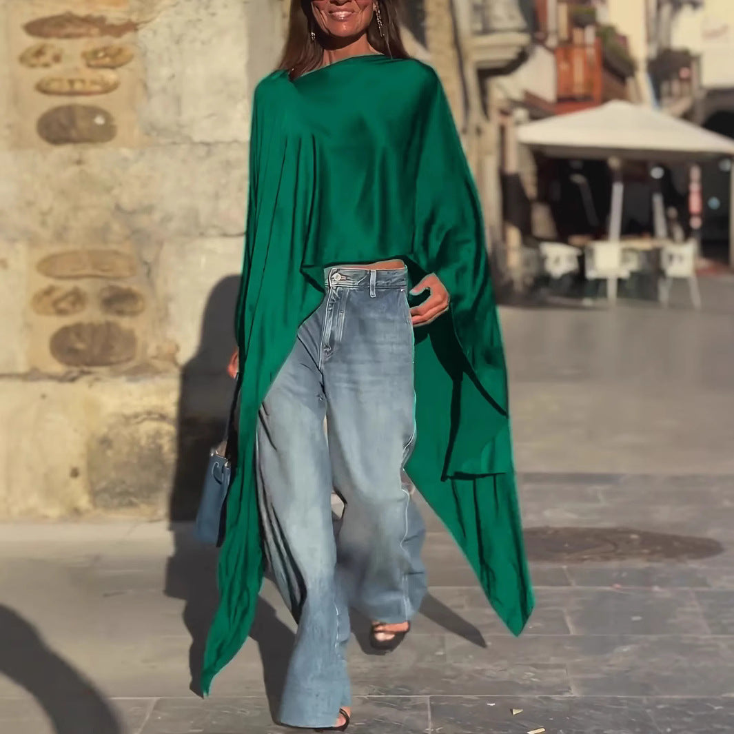 Damen luftige Tunika mit asymmetrischem Schnitt R&B