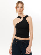 Damen Elegantes Oberteil mit asymmetrischem Schnitt und dekorativem Ringdetail R&B