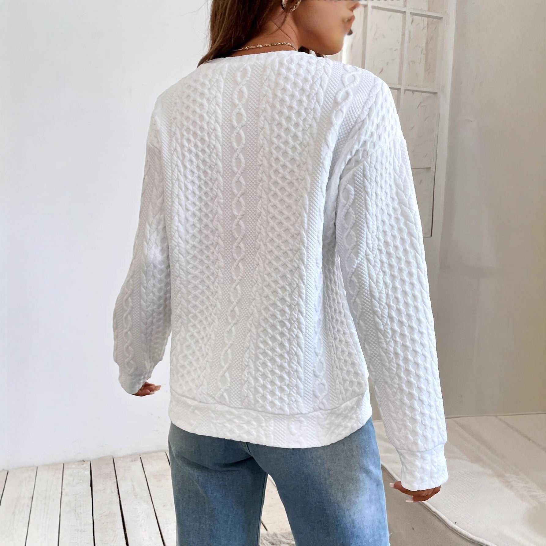 Damen Strickpullover mit strukturierter Oberfläche und lässigem Schnitt R&B
