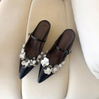 Damen Slingback-Pumps mit floralem Strassbesatz und elegantem Design