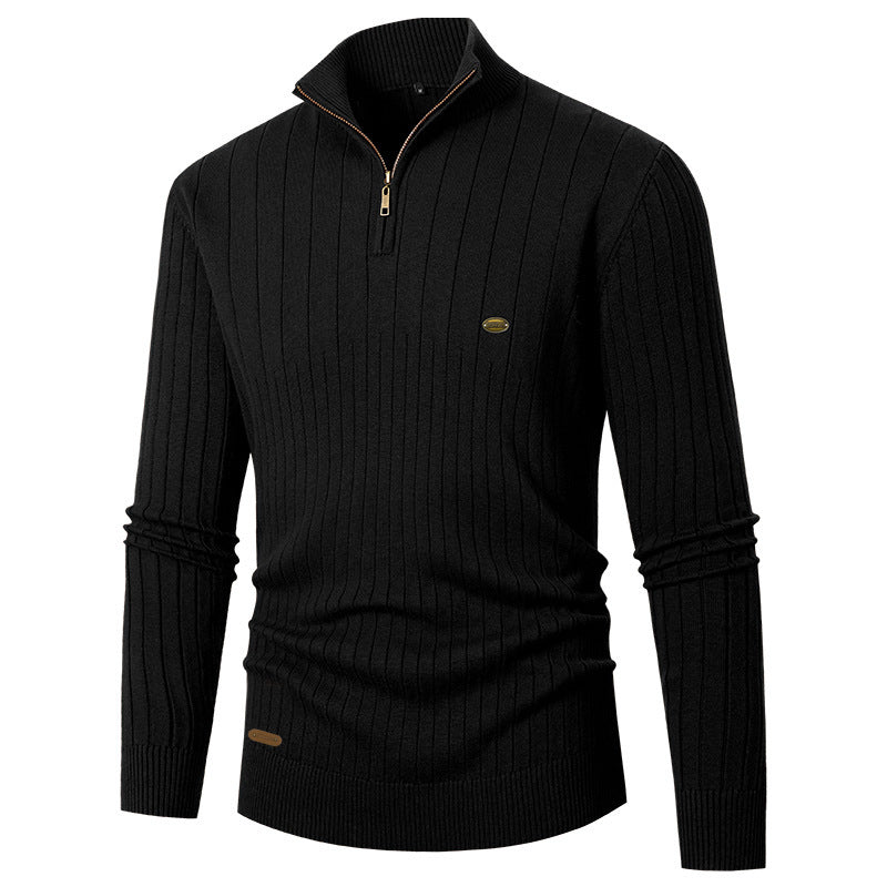 Herren Pullover mit Stehkragen und Feinstrick R&B