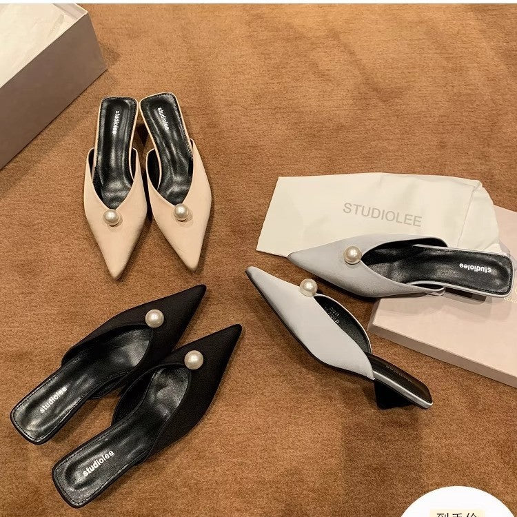 Damen Slingback-Pumps mit stilvollem Perlendetail und elegantem Design