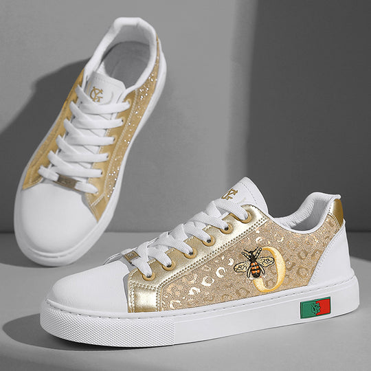 Damen Sneaker mit hochwertigem, verziertem Obermaterial und seitlichem Bienenmotiv R&B