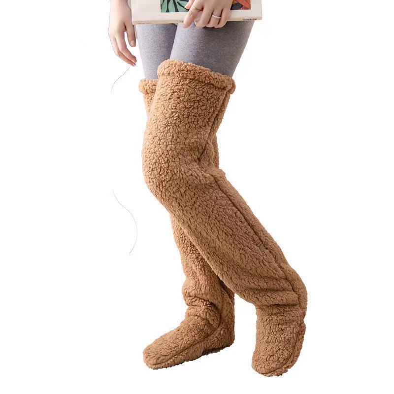 Damen Kuschelige Overknee-Socken aus weichem Fleece R&B
