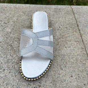 Damen elegante Riemchensandalen mit dekorativen Textilriemen R&B