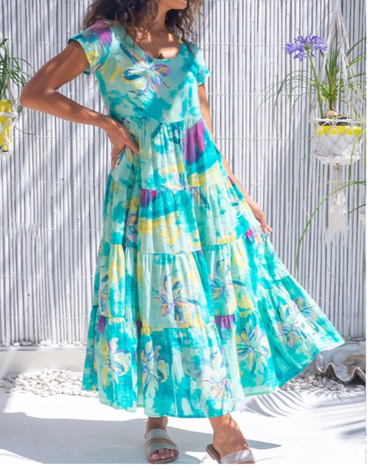Damen Strandkleid aus leichtem, atmungsaktivem Baumwollmaterial von R&B