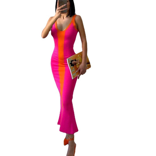 Damen figurbetontes Maxikleid mit grafischem Design R&B
