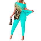 Damen Einseitig schulterfreier Jumpsuit mit animalischem Druck und Glitzerakzenten R&B
