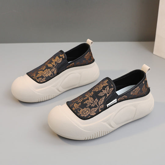 Damen Slip-On Sneakers mit floralem Design und rutschfester Sohle R&B
