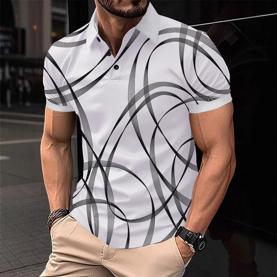 Herren Poloshirt mit modernem grafischen Muster und atmungsaktiven Eigenschaften