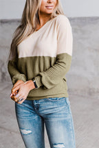 Damen lässiges V-Ausschnitt Sweatshirt mit strukturiertem Waffelstrick R&B