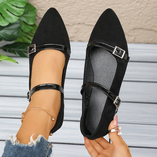 Damen Ballerinas mit detailliertem Leo-Muster und elegantem Riemen R&B