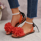Damen Schlappen mit floralem Design und eleganter Perlenverzierung R&B