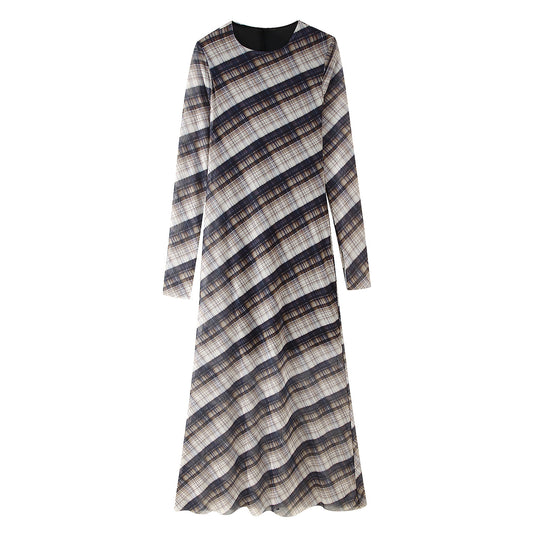 Damen Maxikleid im modernen Karomuster mit elegantem Schnitt R&B