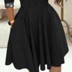 Damen Elegantes Wickelkleid mit Gittermuster und Taillengürtel R&B