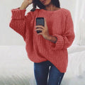 Damen Oversized Strickpullover mit strukturiertem Rippenmuster und lässigem Schnitt R&B