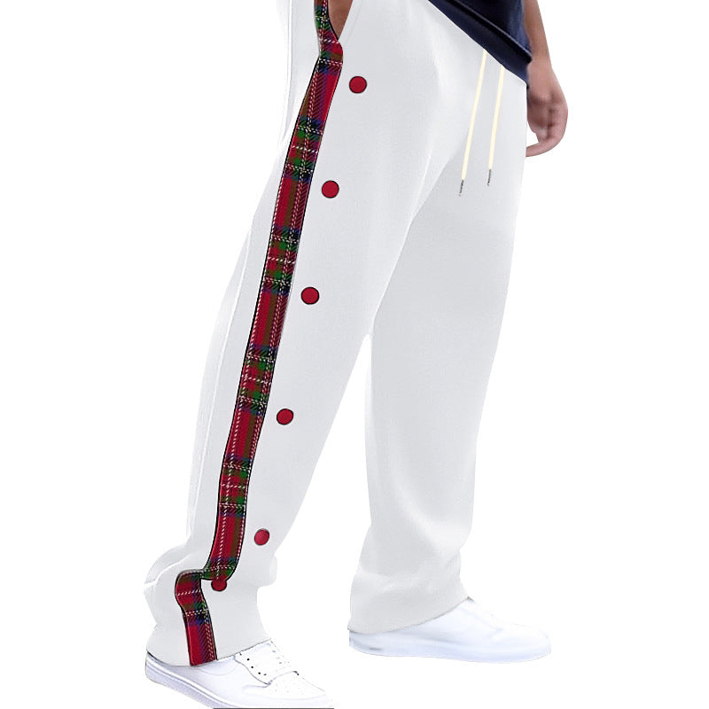 Herren Sportliche Freizeithose mit Knopfleisten und Karomuster R&B