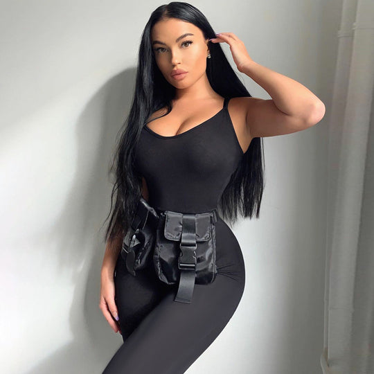 Damen Bodycon Jumpsuit mit Spaghettiträgern und figurbetontem Schnitt R&B