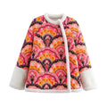Damen modische Wende-Jacke mit buntem Muster und weichem Futter