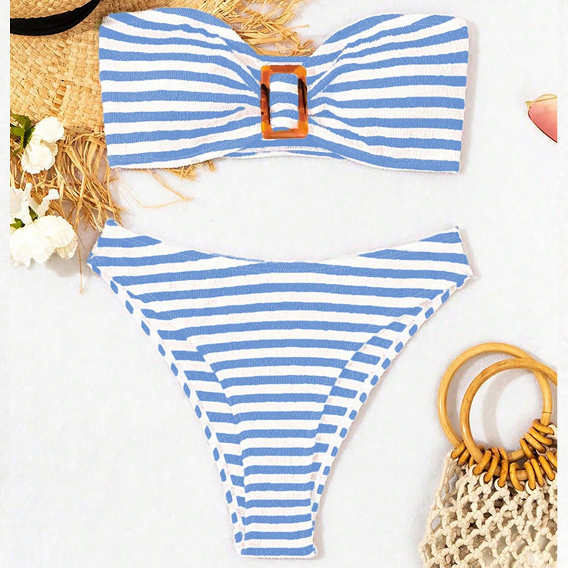 Damen Bandeau-Bikini mit modischem Schnallenverschluss R&B
