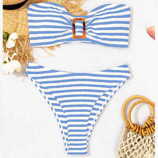 Damen Bandeau-Bikini mit modischem Schnallenverschluss R&B