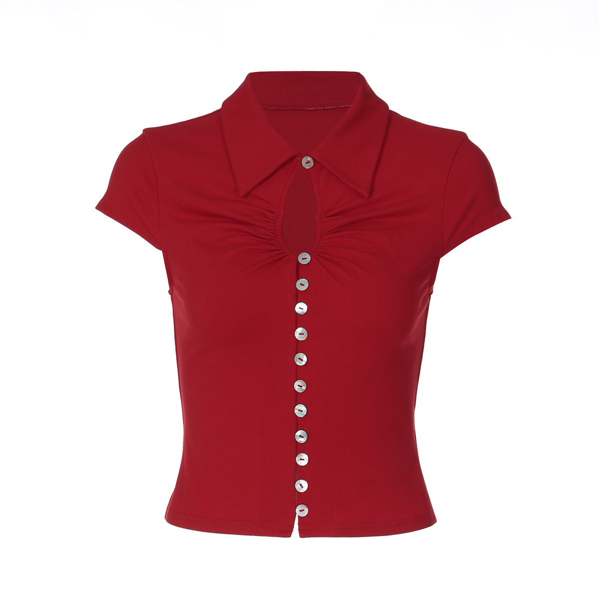 Damen Elegantes Kurzarmoberteil mit Schlüssel-Ausschnitt R&B