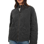 Damen gesteppte Utility-Jacke mit praktischen Taschen und hohem Kragen R&B