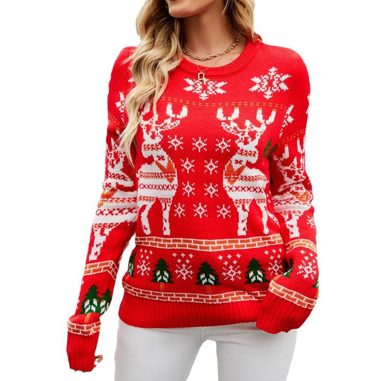 Damen Weihnachtspullover mit festlichem Rentierdesign und kuscheligem Material R&B