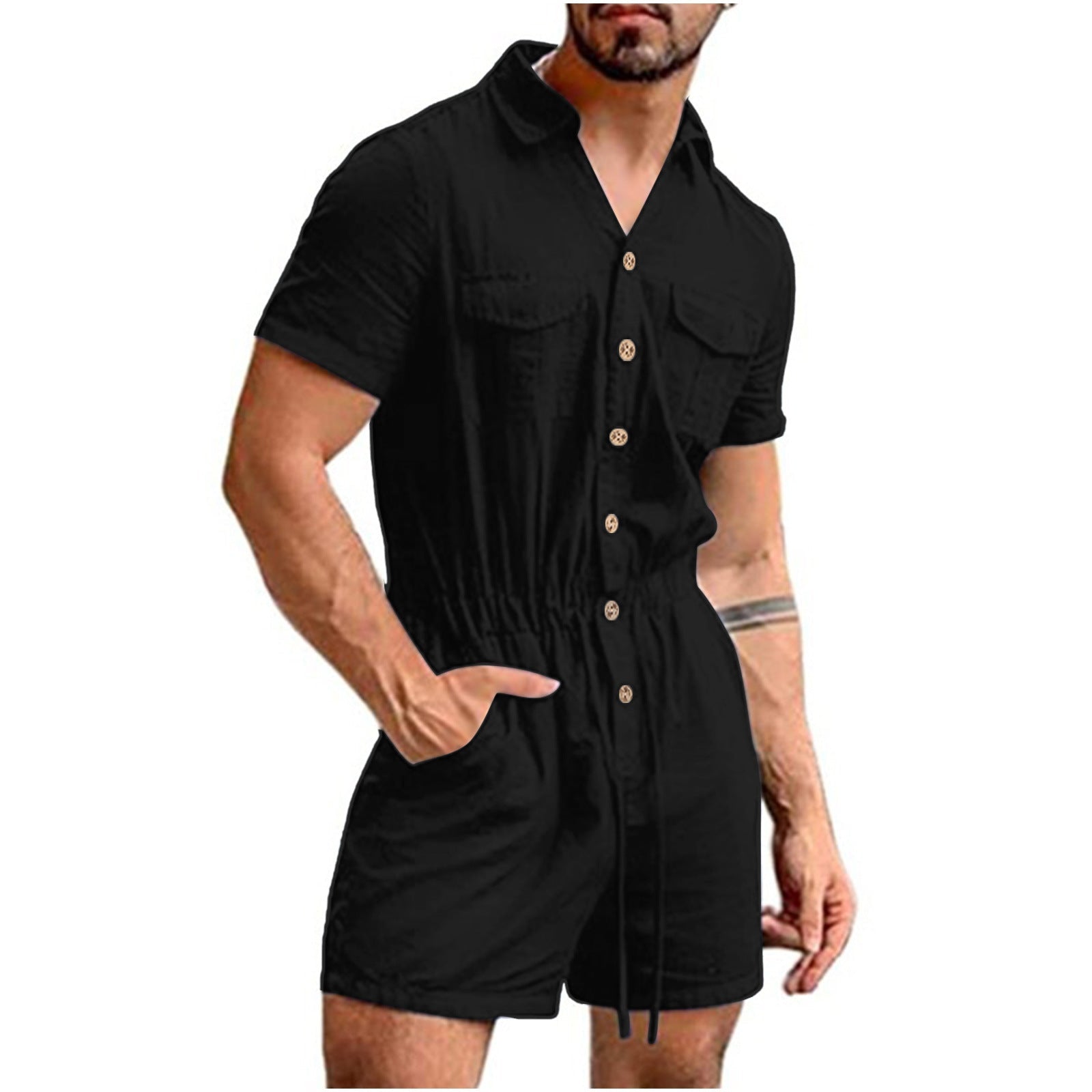 Herren Kurzoverall mit lR&Bhaftem Blumenmuster R&B