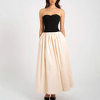 Damen Lange Abendrobe mit Bustier-Oberteil und weit schwingendem Rock